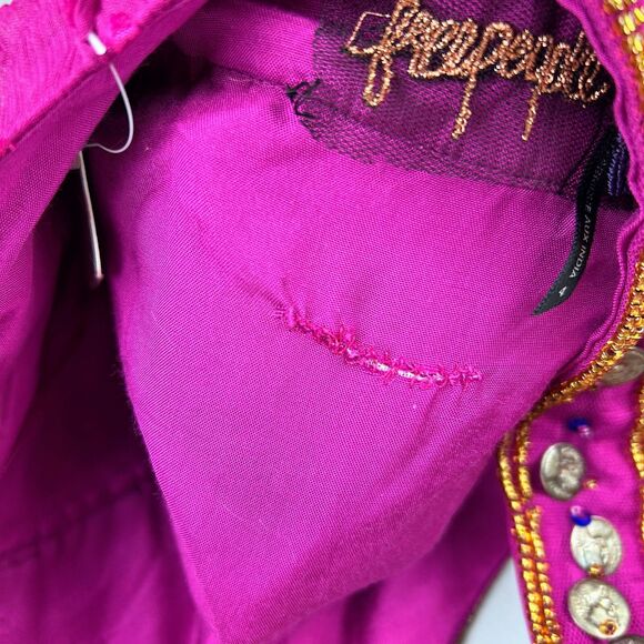 NWT Free People Jeweled Chevron Mini Dress Fuchsia Pink Beaded Swiss Dot 4 Flaw - Picture 16 of 16